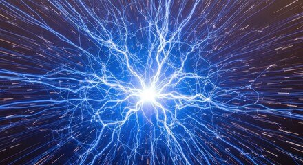 Vibrant Electric Plasma Burst - Abstract Neural Network of Blue Lightning Energy.