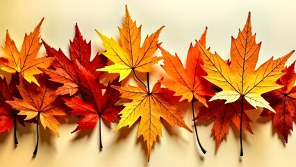 Fototapeta premium Natural close-up of red and yellow maple leaves