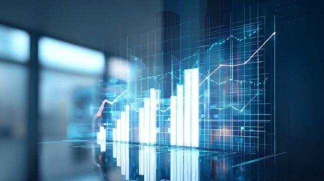 Strategic business growth visualized through data analytics and financial projection trends over five years