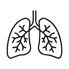 Simple line drawing of human lungs and bronchial tree