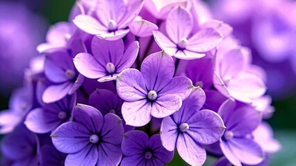 Natural close-up of purple hydrangea flowers