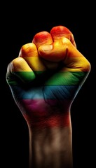 Rainbow flag colors closed punch isolated on black background