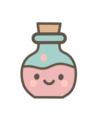 Simple Cartoon Potion Bottle with Smiling Face for Alchemist Shop Icon