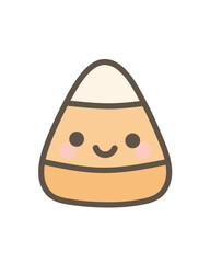 Flat Simple Cartoon Candy Corn Character with Cute Face Illustration
