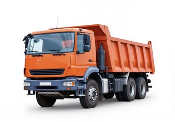 Massive Orange Dump Truck on a White Background