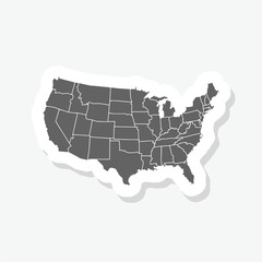 Obraz premium USA map icon sticker isolated on gray background
