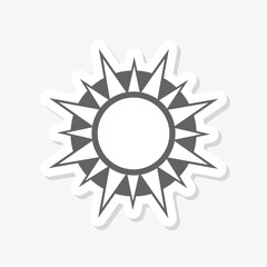 Sun abstract icon sticker isolated on gray background