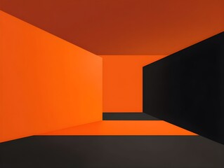 Vivid Orange and Black Geometric Walls