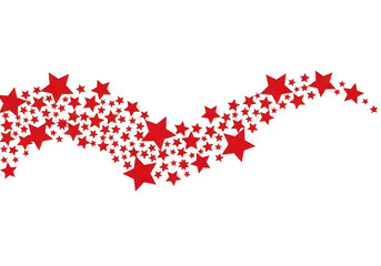 Red stars forming a wave pattern isolated on transparent background