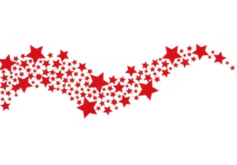 Red stars forming a wave pattern isolated on transparent background