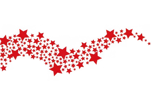 Red stars forming a wave pattern isolated on transparent background - Powered by Adobe