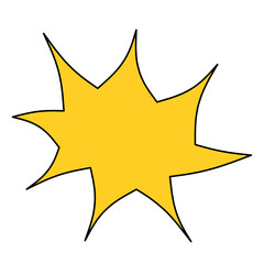 Starburst in cartoon style yellow speech bubble badge transparent background