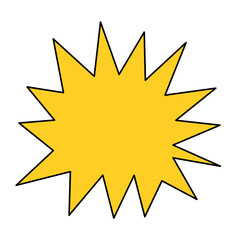 Starburst in cartoon style yellow speech bubble badge transparent background
