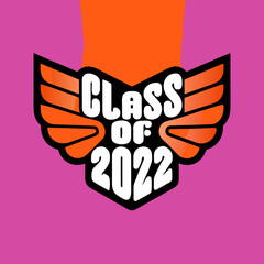 Class of 2022 with orange wings and pink background