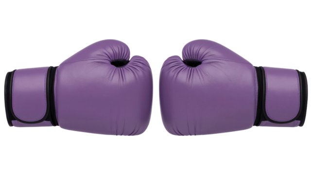 Purple boxing gloves, mockup isolated on transparent background