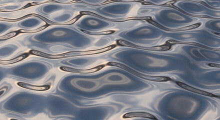 Abstract water surface with a metallic hue and reflections