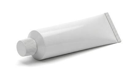 White Metal Toothpaste Tube with Ribbed Cap on White Background cream cosmetic