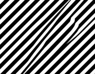 Black and white diagonal striped pattern with two curved breaks