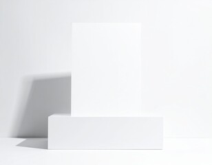 Fototapeta premium Blank A4 Letterhead Mockup: Upright on Geometric Block. Clean Corporate & Minimalist Presentation