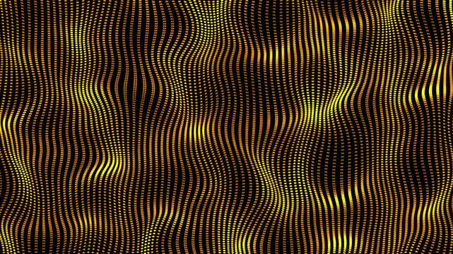 Vertical Seamless Loop of Glowing Golden Yellow Dot Matrix Wave Undulating on Black Background | Animated Digital Fabric for Luxury, Energy, or Mobile Tech