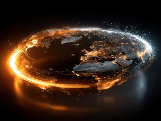 Visualization of causal networks in politics and economics as a glowing representation of interconnected systems