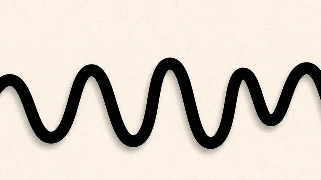 Simple Black Line Moving Like a Snake on Beige Background, Seamless Loop Animation
