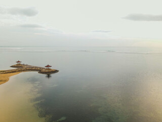 The Aerial Photography of Sanur Beach in Sunrise, Bali, Indonesia