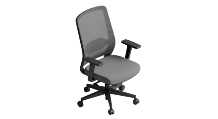 3d icon of ergonomic office chair with adjustable armrests isolated on transparent background for comfortable seating