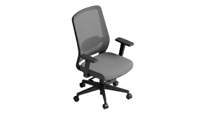 3d icon of ergonomic office chair with adjustable armrests isolated on transparent background for comfortable seating