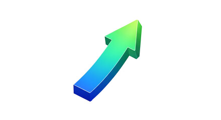 3d icon of isometric arrow pointing up isolated on transparent background for business growth and success