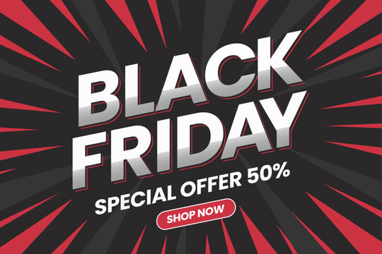 Black Friday Cyber Monday Banner Design with Futuristic Neon Glow, Dark Background and Discount Highlights