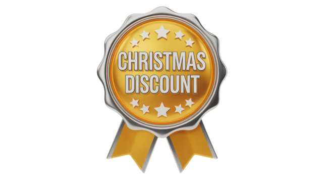 Unlock incredible savings with this stunning Christmas discount award badge, perfect for seasonal promotions and festive sales events.
