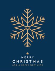 minimalistic christmas greeting card with snowflake vector illustration