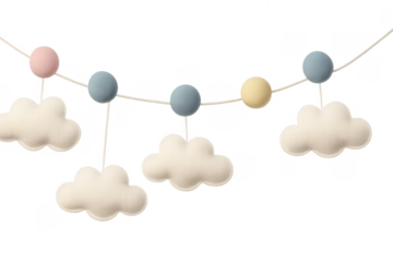 Baby nursery garland with pastel clouds hanging decoration