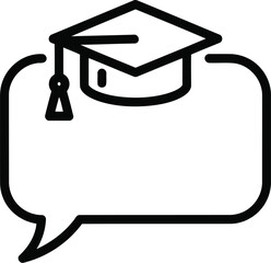 Graduation cap on speech bubble icon isolated on transparent background for education concept