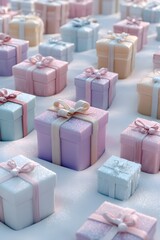 Colorful gift boxes on the snow