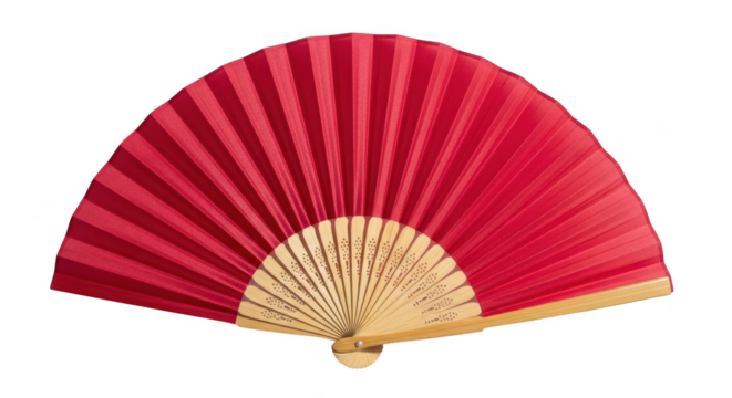 Vibrant red handheld fan with wooden ribs promotes cool air flow and elegant style illustration