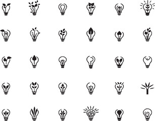 Bulb Icon Set | Idea, Innovation, Electricity, Energy Saving, and Creative Light Vector Symbols
