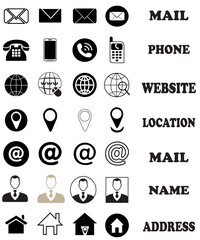 Diverse communication and contact icons with clear labels for digital use