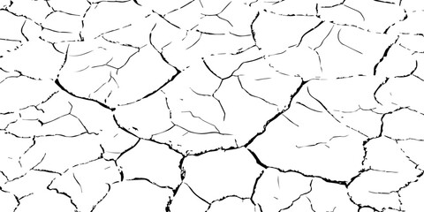 Black and white cracked earth texture showing dry, parched soil surface. Abstract natural background representing drought, climate change, and land degradation. Ideal for design and texture projects.