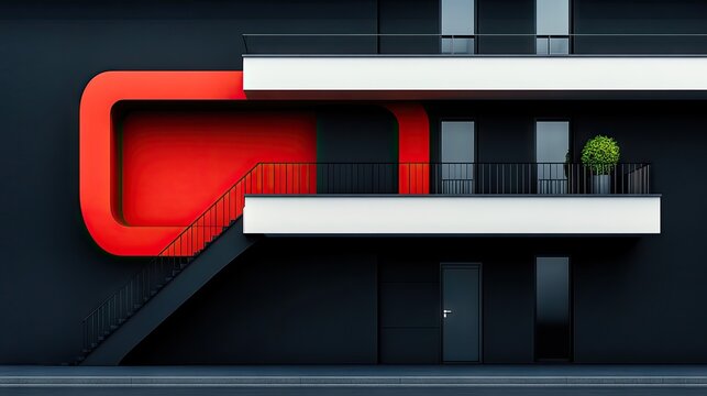Modern Berlin apartment building showcases striking white and red facade in an ultra-realistic style - Powered by Adobe