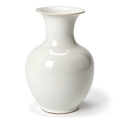 Elegant white ceramic vase isolated on white background for home decoration