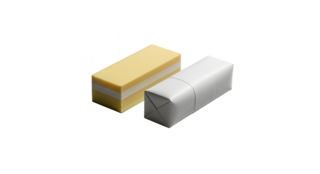 Two rectangular blocks one yellow one white against a stark contrast background illustration