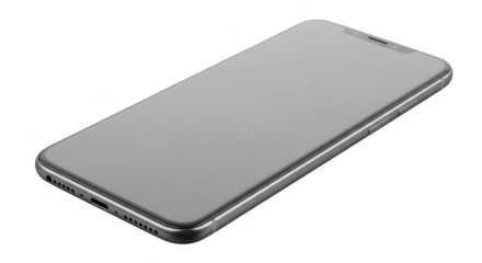 Sleek modern smartphone device displaying a blank screen realistic render illustration
