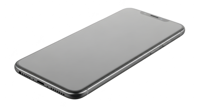 Sleek modern smartphone device displaying a blank screen realistic render illustration
