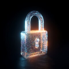 Abstract Digital Security Padlock Glowing Futuristic Data Protection Icon