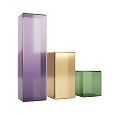 Modern 3D bar graph showing decline in sales, perfect for business presentations, financial reports, and marketing materials with visual data representation