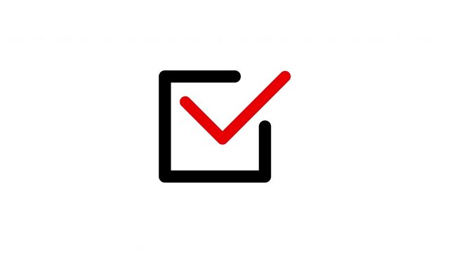 Checklist symbol icon. Red checked box icon showing a successful business choice or a completed task on alpha channel. quality video 4k