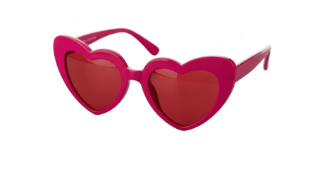 Bright pink heart shaped sunglasses with red lenses for fashion and fun illustration