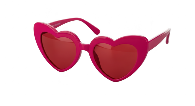 Bright pink heart shaped sunglasses with red lenses for fashion and fun illustration - Powered by Adobe